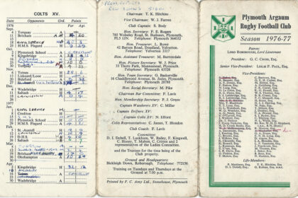 1976-77 Fixture Card