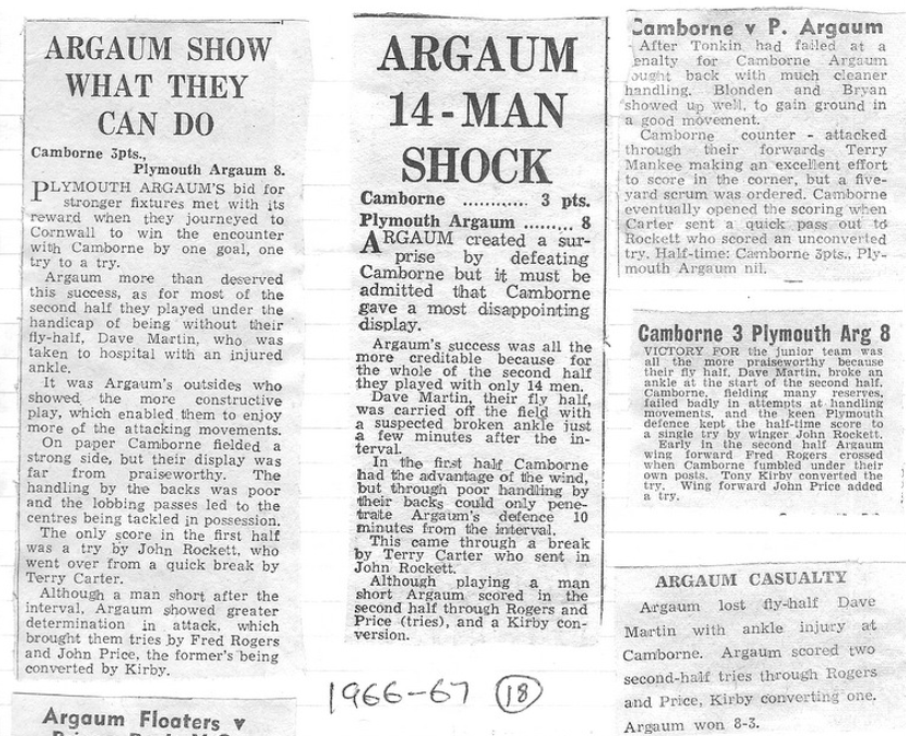 1966-67 Match v Camborne