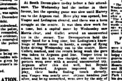 Devonport Wednesday v Argaum 1902