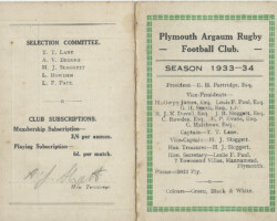1933-34 Fixture Card