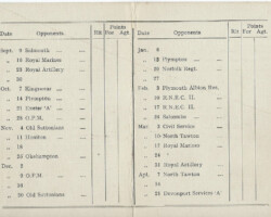 1933-34 Fixture Card