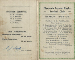 1935-36 Fixture Card