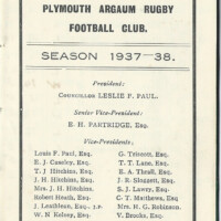 1937-38 Fixture Card 1937-38 Fixture Card