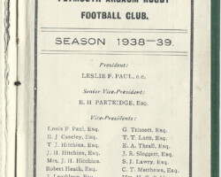 1938-39 Fixture Card