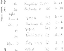 1961-62 Fixture Card