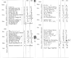 1963-64 Fixture Card