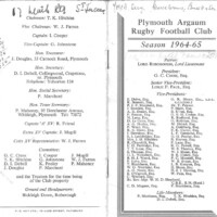 1964-65 Fixture Card 1964-65 Fixture Card