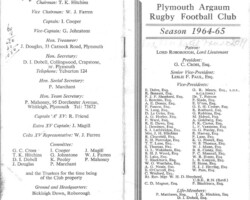 1964-65 Fixture Card