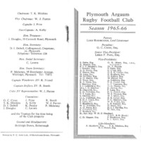 1965-66 Fixture Card 1965-66 Fixture Card