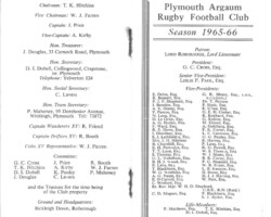 1965-66 Fixture Card