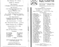 1969-70 Fixture Card