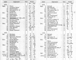 1972-73 Fixture Card