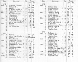 1972-73 Fixture Card