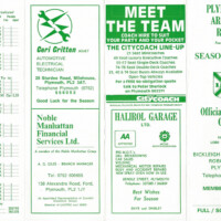 1991-92 Fixture Card 1991-92 Fixture Card