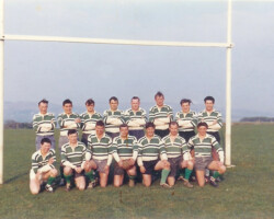 1st XV 1964-65 v C Division Met Police 22-4-65 Back row: G.Bryan, J.Price, R.Wright, J.Siely, J.Johnson, N.Haddon, J.Clarke, P.Green; Front Row: D.Waterworth, C.Sutton, J.Ellis, I.Cooper, A.Kirby, S.Morrow, D.Easter. 1st XV 1964-65