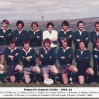 1st XV 1981-82: Back Row: B. Willcocks, J.Gretton, A.Davey, F.Rogers, R.Carlson, R.Beasor, D.Franklin, A.Phillips, G.Baskerville. Front Row: V.Barnett, D.Crawford, R.Staniland, M.Worth (capt), T.Rapier, J.Studds, N.Hall. Chiefs 1981-82