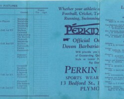 Devon Barbarians Fixture Card 1933-34