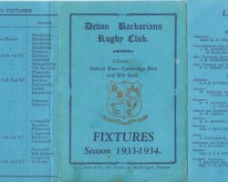 Devon Barbarians Fixture Card 1933-34