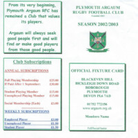 2002-03 Fixture Card