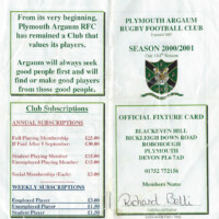 2000-01 Fixture Card