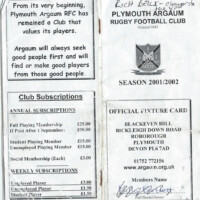 2001-02 Fixture Card